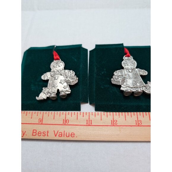 Longaberger Pewter Ornaments Roger & Ginger Gingerbread People Y2K 2000 73369 - Picture 4 of 9